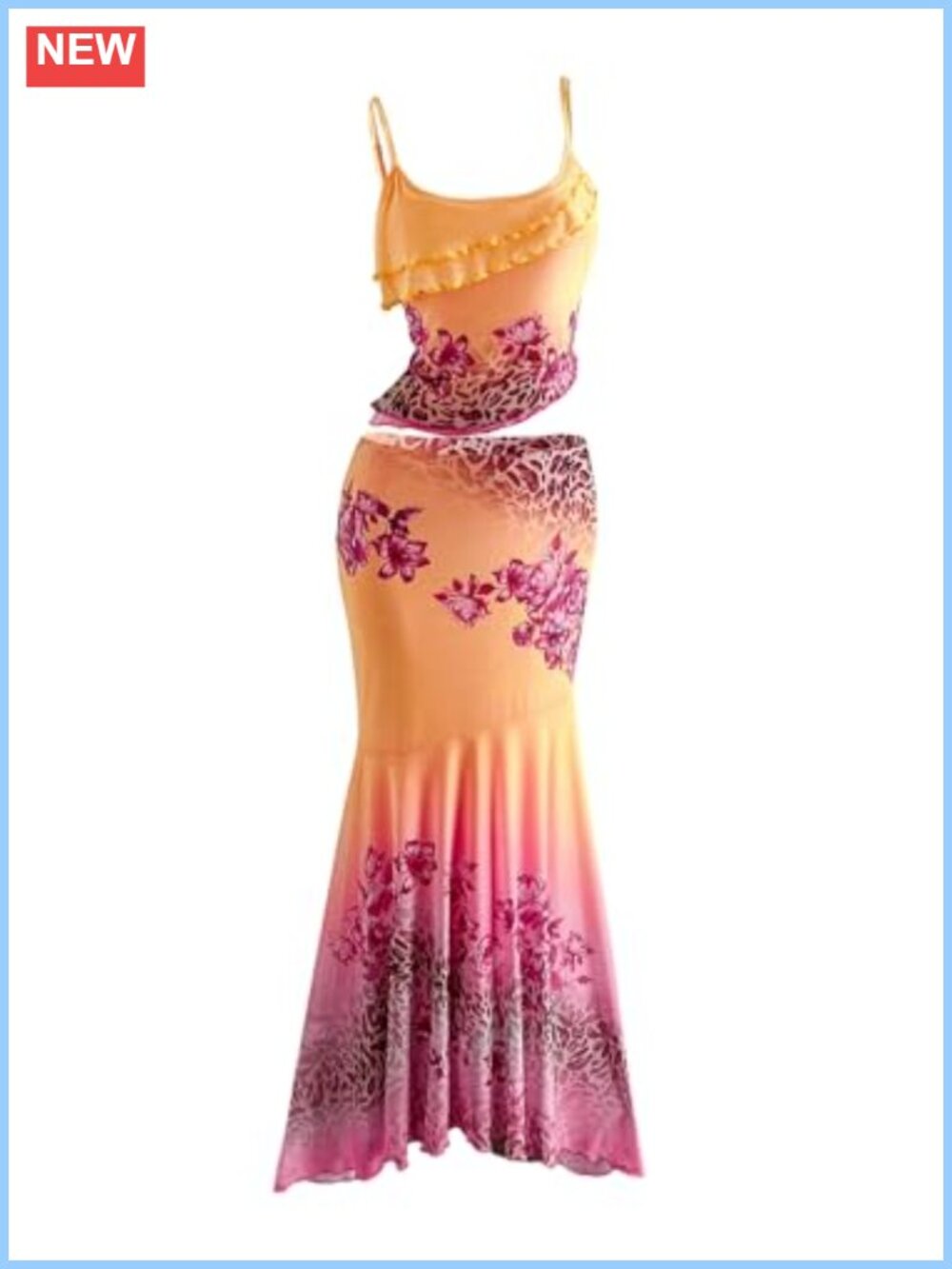 Sleeveless Cami Top and Maxi Skirt Set Boho Beach Vacation